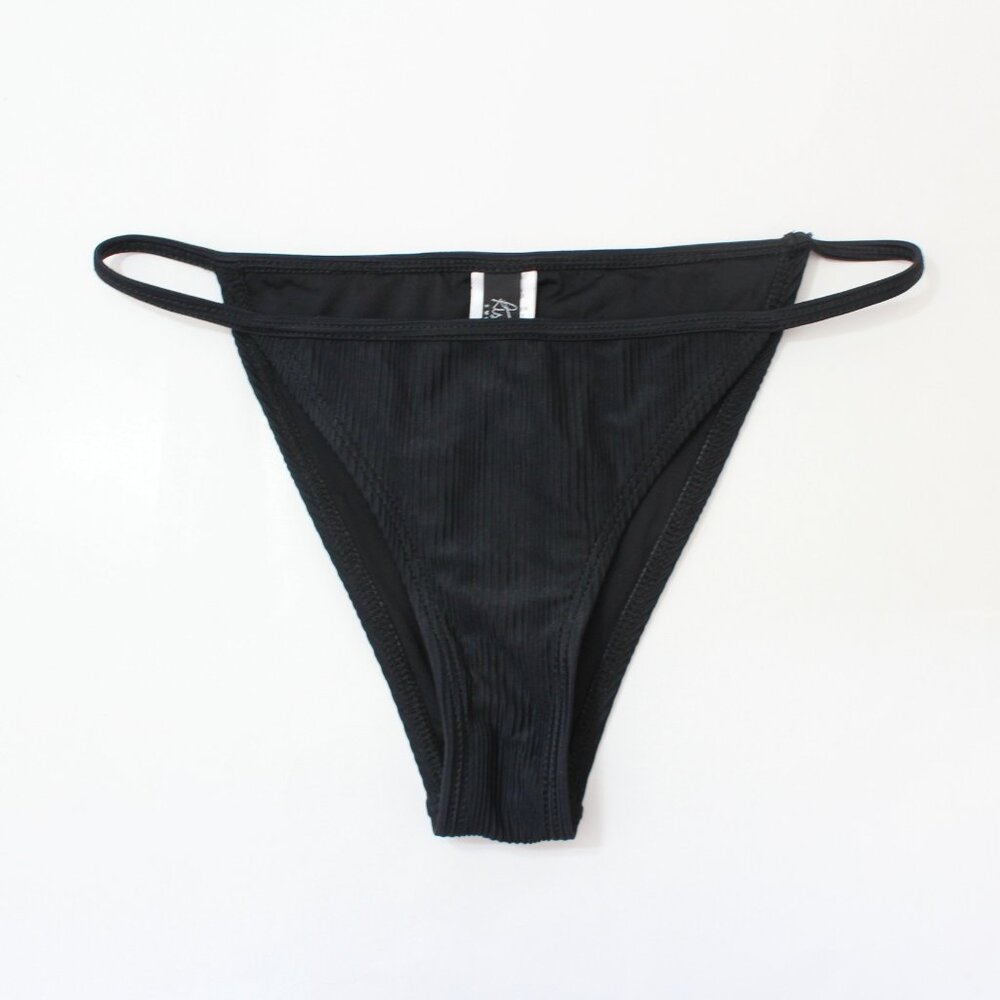 Dippin Daisys Ribbed Cheeky Bikini Bottom in Black